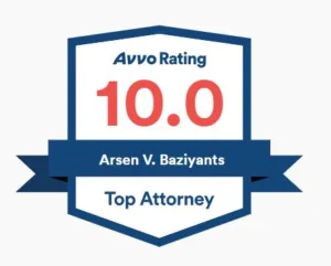 AVVO Rating of 10.0 for Attorney Arsen V. Baziyants